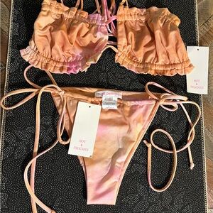 Hot & Delicious Pink and Orange Bikini swim set size L